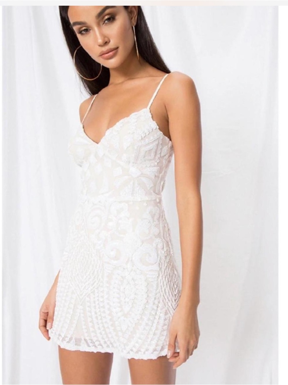 White mini sequin dress